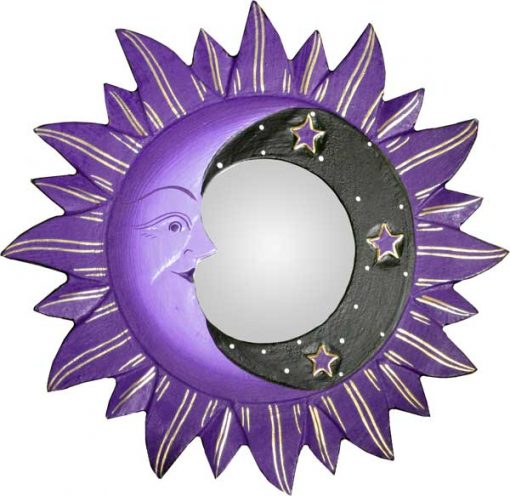 Purple Sun, Moon & Stars Mirror, 8"