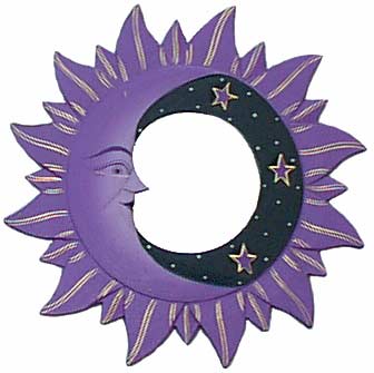 Purple Sun, Moon & Stars Mirror, 12" diameter