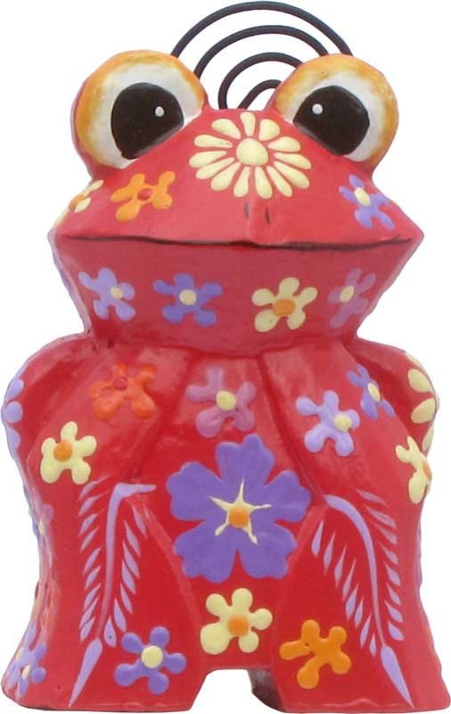 Brightly Painted Small Wood Frog, 3.25 inches tall