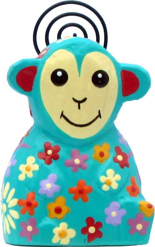 Brightly Painted Small Wood Monkey, 2.5 inches tall