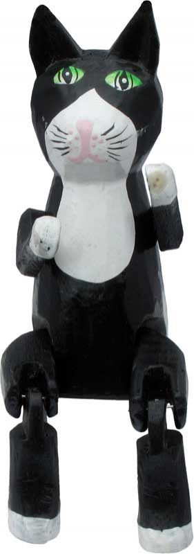 Hinged Sitting Wood Cat