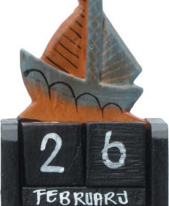 Mini-Wood Block Calendar with Boat