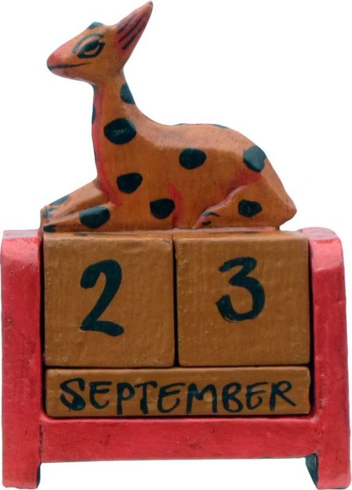 Mini-Wood Block Calendar with Giraffe