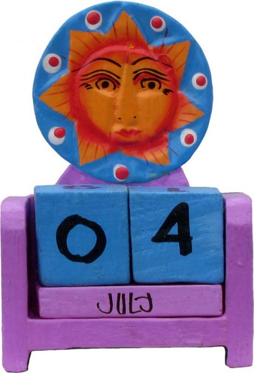 Mini-Wood Block Calendar with Sun