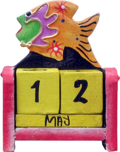 Mini-Wood Block Calendar with Fish