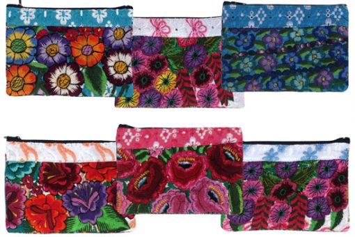 Large Floral Embroidery Huipil Coin Purse