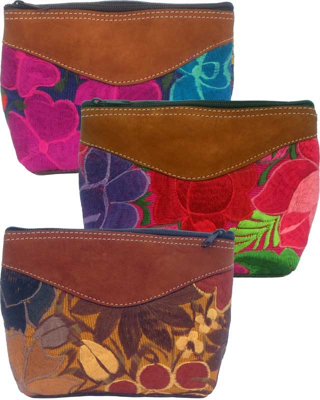 Large Cosmetic Purse with Suede Top & Bottom