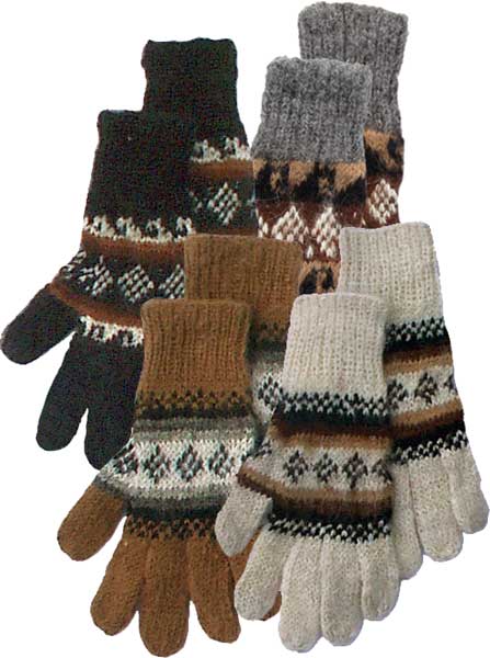 Alpaca Gloves with Knit Geometric Designs