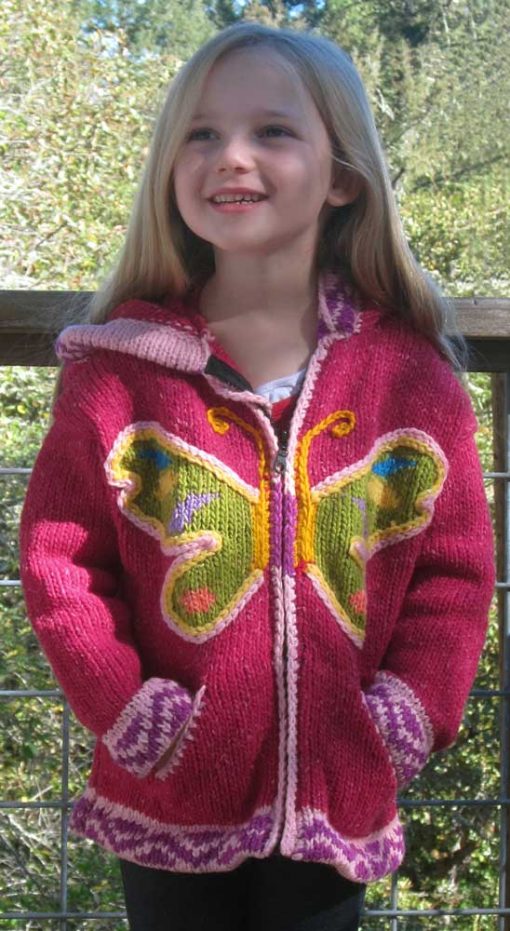 Child`s Pointy Hooded Butterfly Cardigan