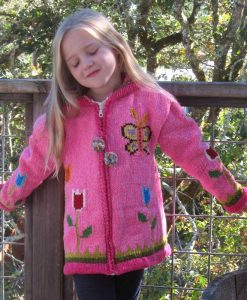 Pink Butterflies & Flowers Pointy Hooded Cardigan