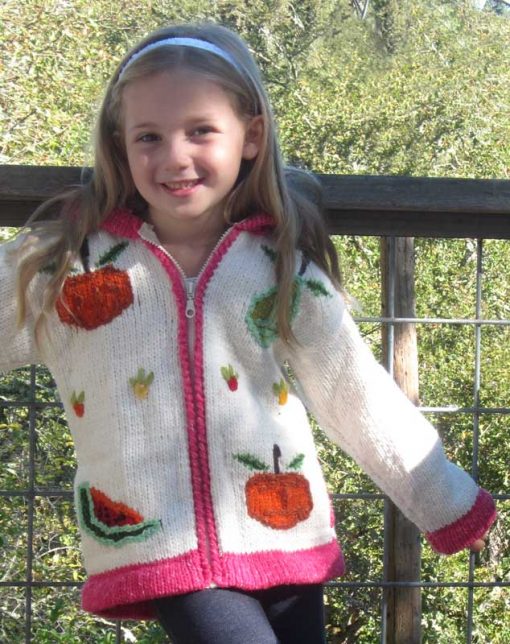 Child`s Pointy Hooded Fruit Salad Cardigan