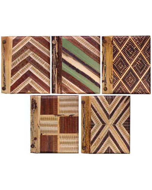 Large Hand-Made Paper Journal with Woven Leaf Cover 9` x 10`