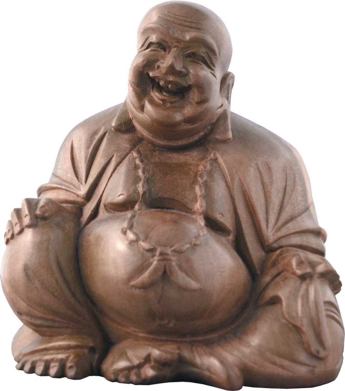 Laughing Buddha Brown Hardwood Carving