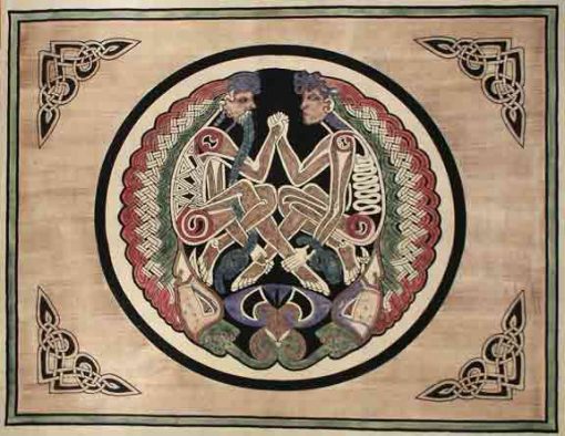Celtic Lovers Tapestry Bedspread in Tan