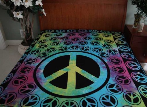 Tie Dye Peace Sign Bedspread