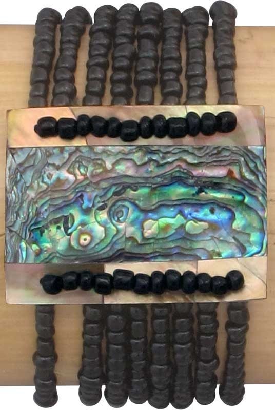 Rectangle Paua Shell Elastic Bead Bracelet