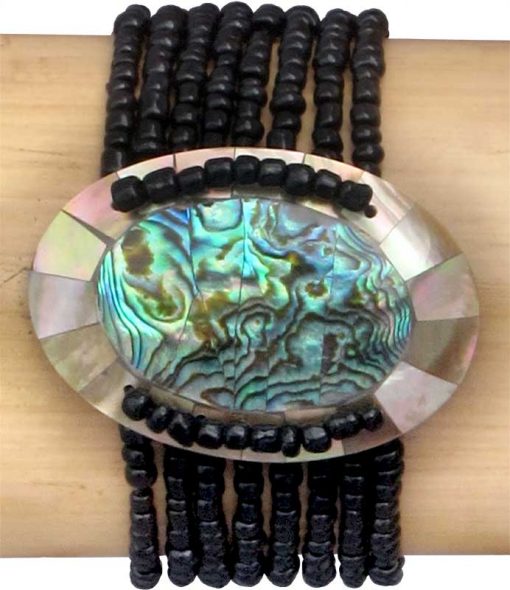 Oval Paua Shell Elastic Bead Bracelet