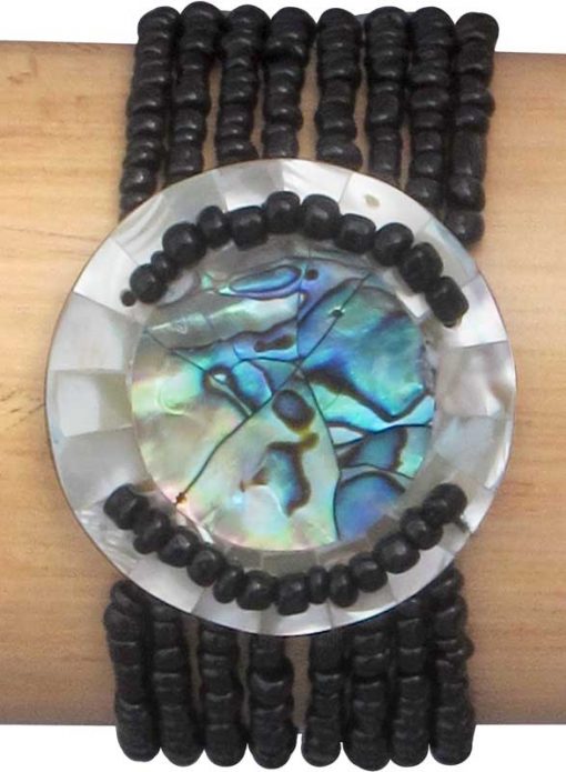 Round Paua Shell Elastic Bead Bracelet