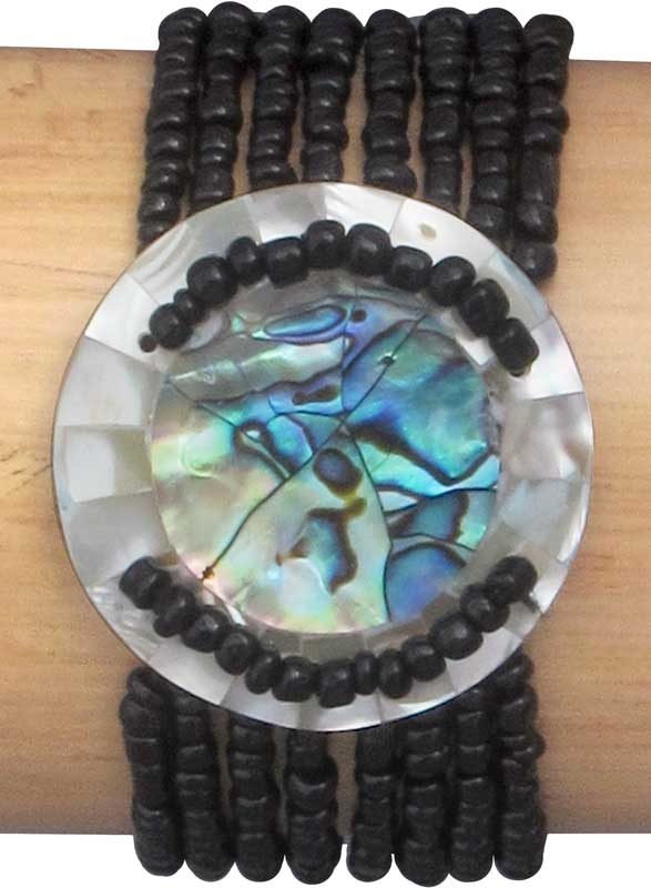 Round Paua Shell Elastic Bead Bracelet