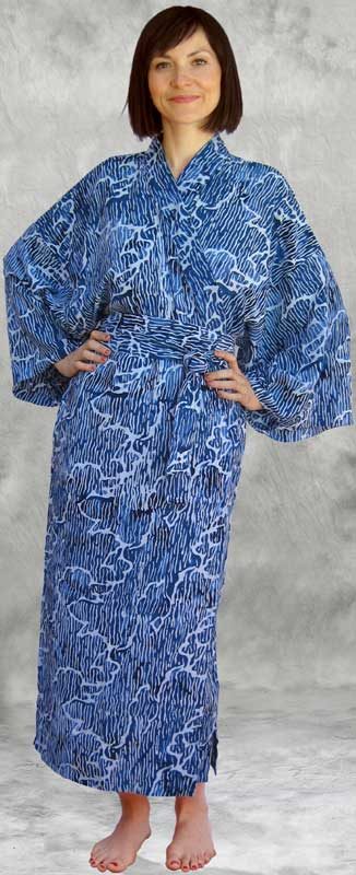 Blue & White Japanese Batik Kimono
