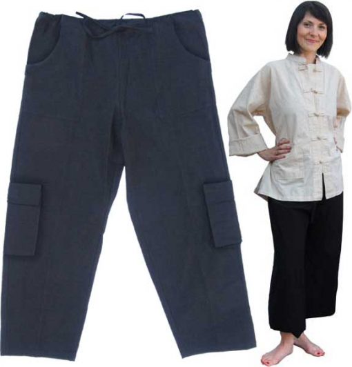 Black Cotton Cargo Pants