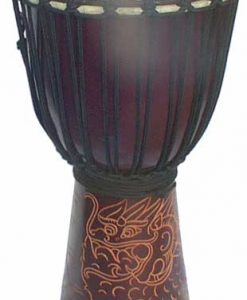 Djembe with Dragon Carving - Dark Brown 24" x 10"