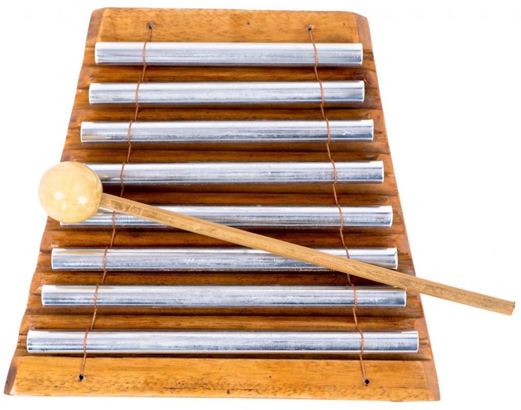 8 key energy chime metal wood base includes mallet