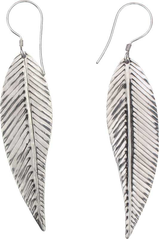 Coral Sterling Silver Feather Earrings – Indian Traders (L7 Enterprises)