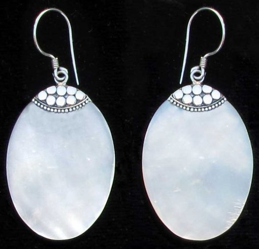 Oval Mother of Pearl and Sterling Silver Earrings