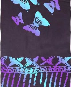 Black Sarong with Turquoise & Purple Butterflies