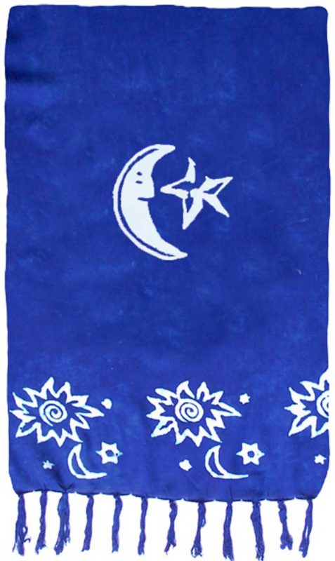 Blue Sarong with White Moon and Stars