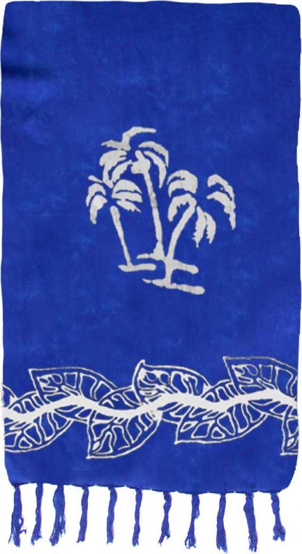 Full Size Blue Sarong with White Palm Trees