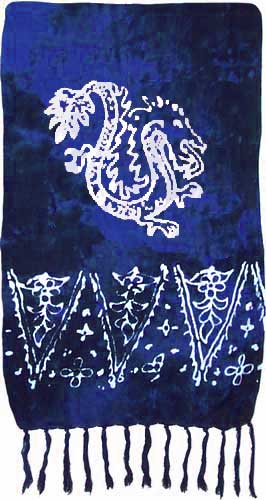Dark Blue Sarong with White Dragons