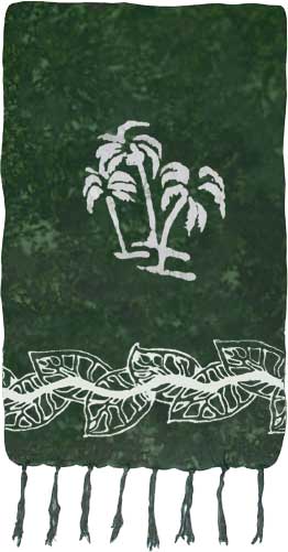 Dark Green Sarong with White Palm Trees