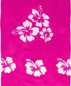 Pink Sarong with White Hibiscus Flowers