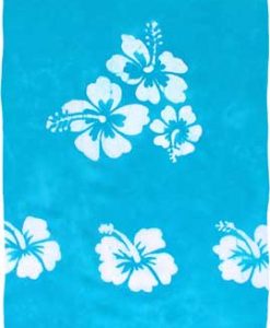 Turquoise Sarong with White Hibiscus Flowers