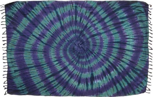 Green and Purple Spiral Tie-Dye Sarong