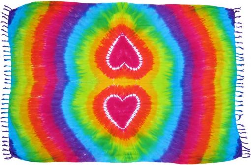Heart Tie-Dye Sarong in Rainbow Colors