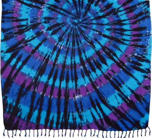 Turquoise and Purple Spiral Tie-Dye Sarong