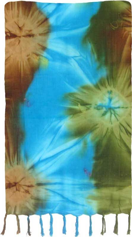 Turquoise, Green, & Brown Tie-Dye Sarong