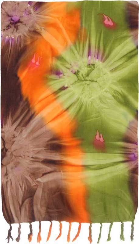 Brown, Green, & Orange Tie-Dye Sarong