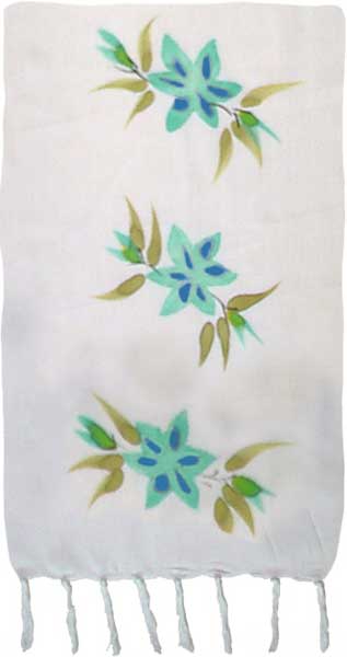 Teal Hand-Painted Flower Sarong