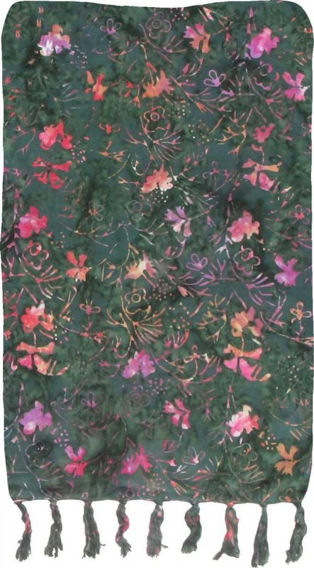 Dark Green with Pink Flowers Premium Batik Sarong