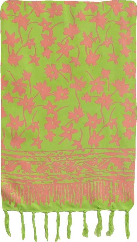 Lime and Orange Floral Premium Batik Sarong