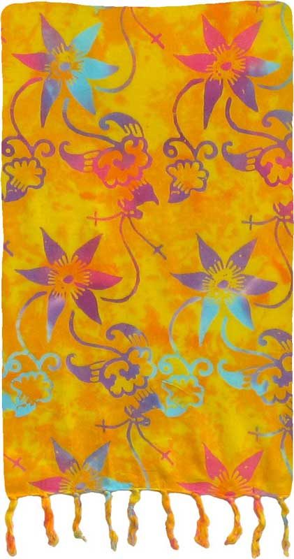 Golden Yellow Floral Premium Batik Sarong