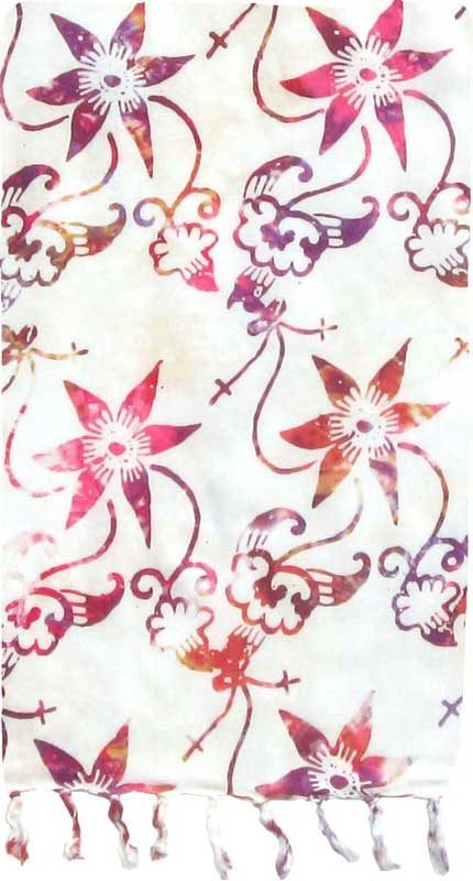 White Floral Premium Batik Sarong