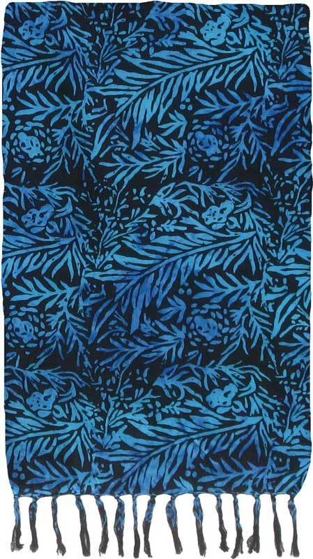 Blue & Turquoise on Black Premium Batik Sarong