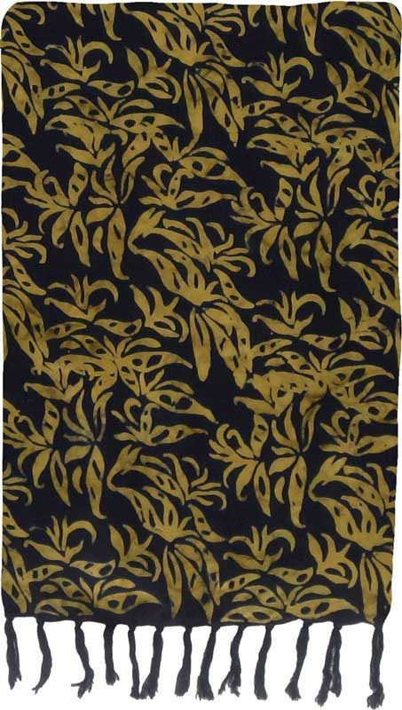 Deep Ochre on Black Premium Batik Sarong