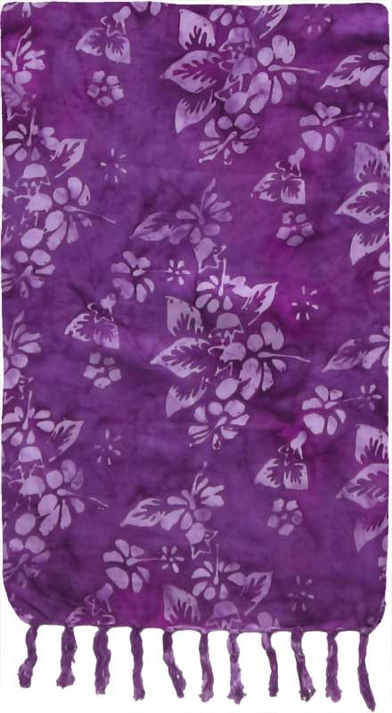 Deep Blue with Purple Flowers Premium Batik Sarong