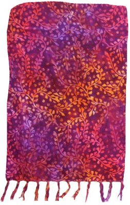 Bright Red, Purple & Orange Artisan Batik Sarong in Premium Quality Rayon